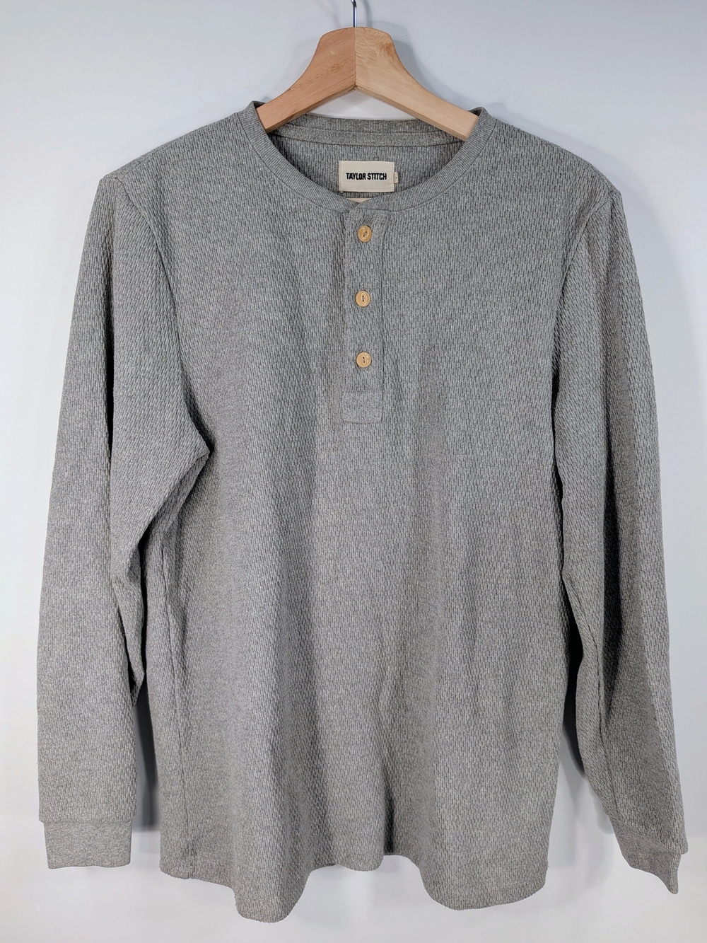 Taylor Stitch Heavy Bag Waffle Henley Grey Size 40